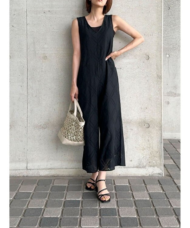 Green Parks クラシックレースロンパース Black