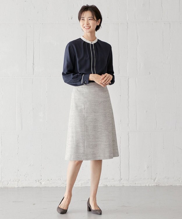 J.PRESS LADIES ライトツイードストレッチ スカート ライトグレー系1