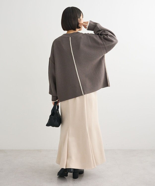 Green Parks かのこ編モックネックニットプルオーバー Gray