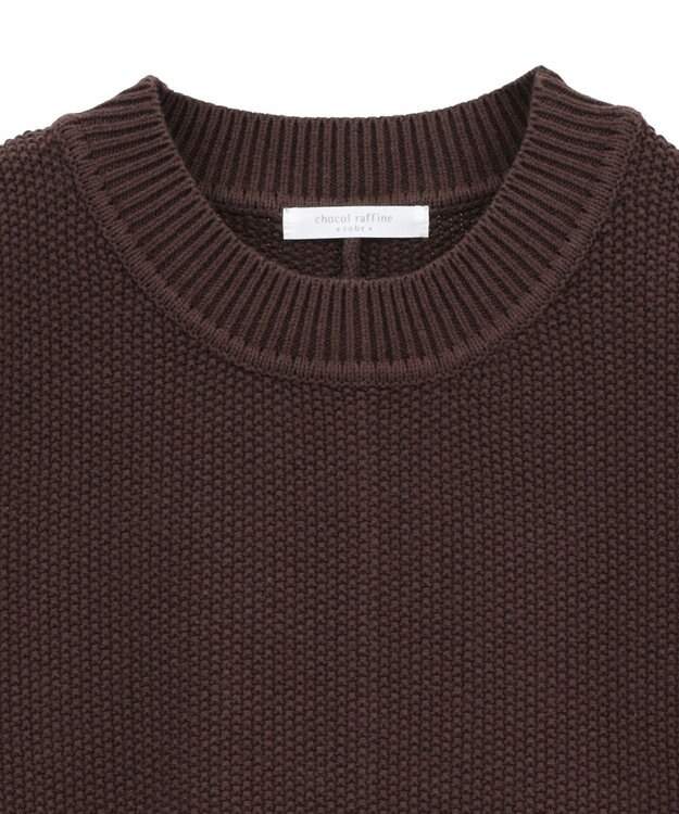 Green Parks かのこ編モックネックニットプルオーバー Brown