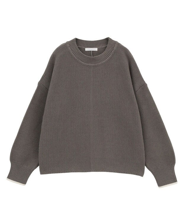 Green Parks かのこ編モックネックニットプルオーバー Gray