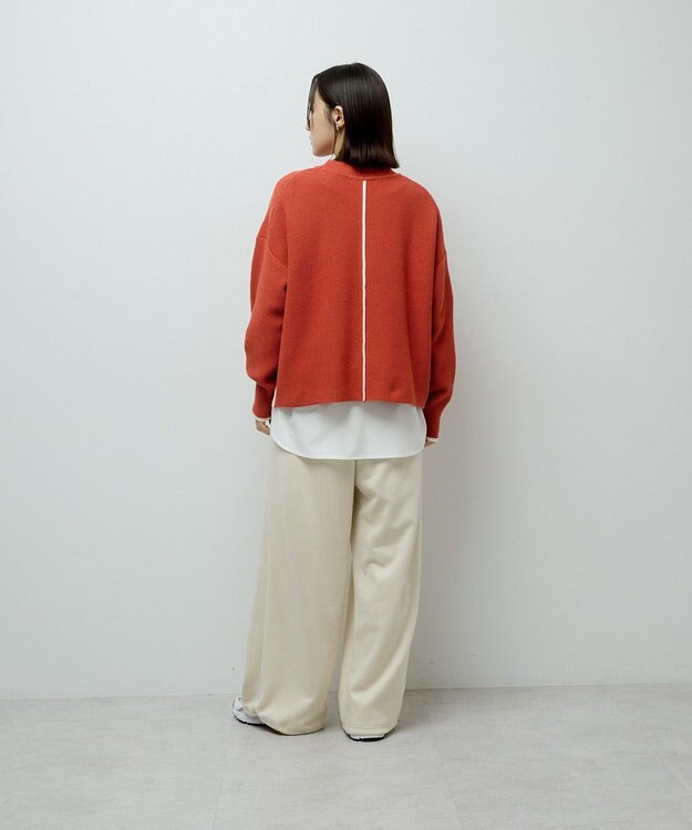 Green Parks かのこ編モックネックニットプルオーバー Orange