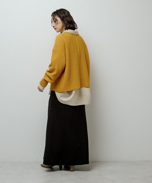 Green Parks かのこ編モックネックニットプルオーバー Yellow