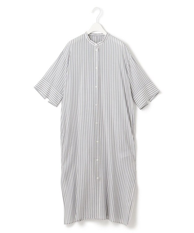 ICB 【接触冷感・洗える】 キュプラローンストライプ ワンピース ティールグレーストライプ系