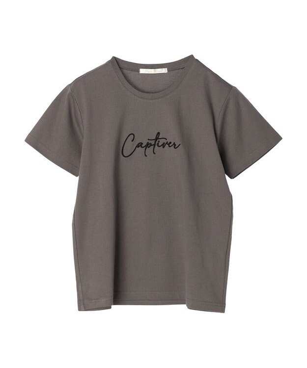 Green Parks ・Ｐｅｔｉｔ　Ｆｌｅｕｒ　ロゴ刺繍Ｔシャツ Charcoal Gray