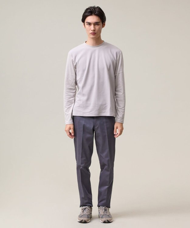 J.PRESS MEN 洗練されたシルエットと機能美【ストレッチ】トリコチン ステムテーパードパンツ グレー系