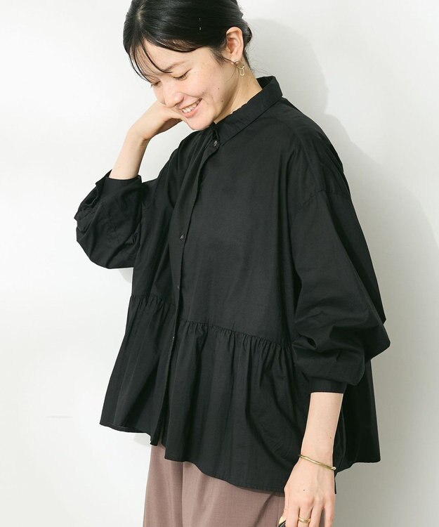 CRAFT STANDARD BOUTIQUE ペプラムブラウス（長袖） Black