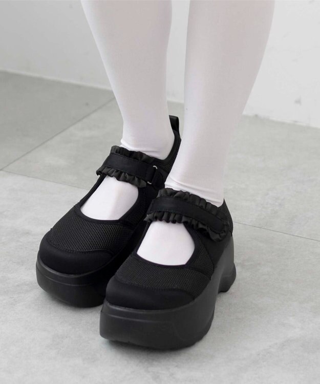 WEGO フリルベルクロシューズ ブラック