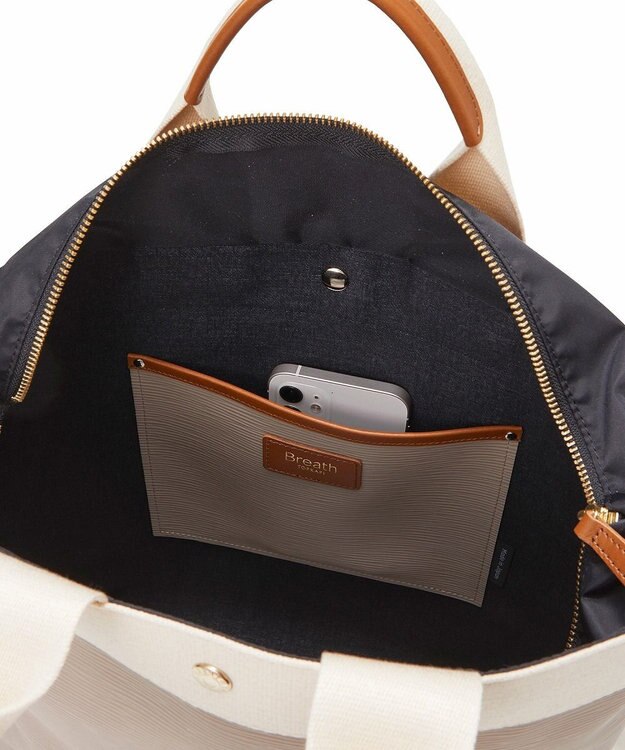 TOPKAPI 【Breath TOPKAPI】RIPPLE リプル ファスナー付 縦型 2way トートバッグL ペールベージュ