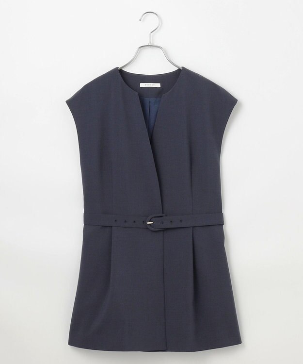 #Newans 【洗濯機可能/ストレッチ】ペプラムジレ ネイビー
