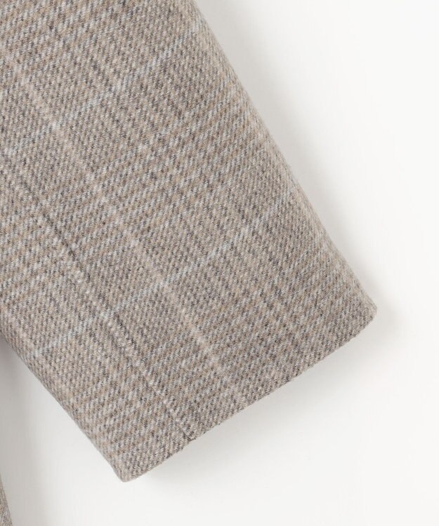 自由区 L 【17号サイズまで展開・カタログ掲載】ウールリバーチェック柄ダブルブレスト コート モカチェック