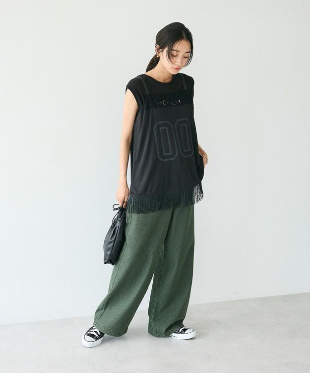 CRAFT STANDARD BOUTIQUE レース切替フリンジビスチェ Black