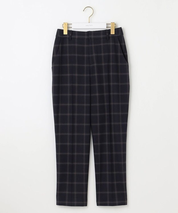ANY SIS 【保温効果/ストレッチ】シリーズ累計13万枚突破！ビューティサーモ テーパードパンツ ネイビーウィンドペンチェック