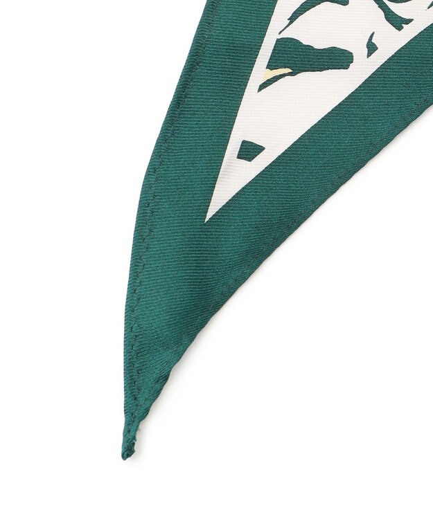 23区 ニュアンスフラワー プリント シルク スカーフ ダークグリーンプリント