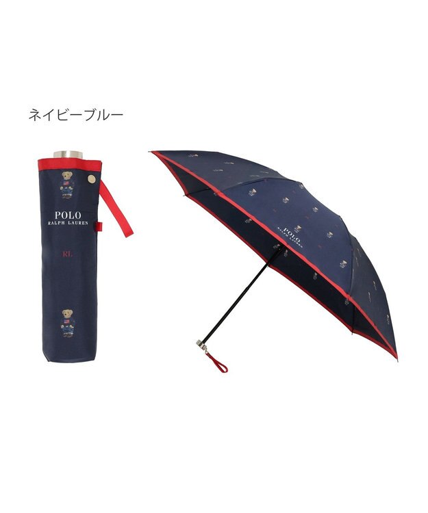 MOONBAT POLO RALPH LAUREN （ポロ ラルフローレン）折りたたみ傘 FLAG BEAR ポロベア ドット 大きめ55cm ネイビーブルー