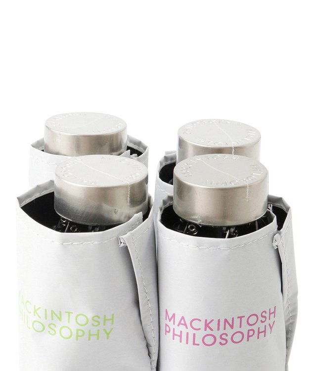 MOONBAT 【フワクール生地使用/軽量】MACKINTOSH PHILOSOPHY 遮光 晴雨兼用 折りたたみ日傘 ボーダー ライトグレー