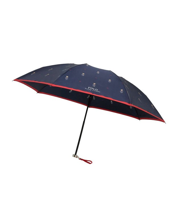 MOONBAT POLO RALPH LAUREN （ポロ ラルフローレン）折りたたみ傘 FLAG BEAR ポロベア ドット 大きめ55cm ネイビーブルー