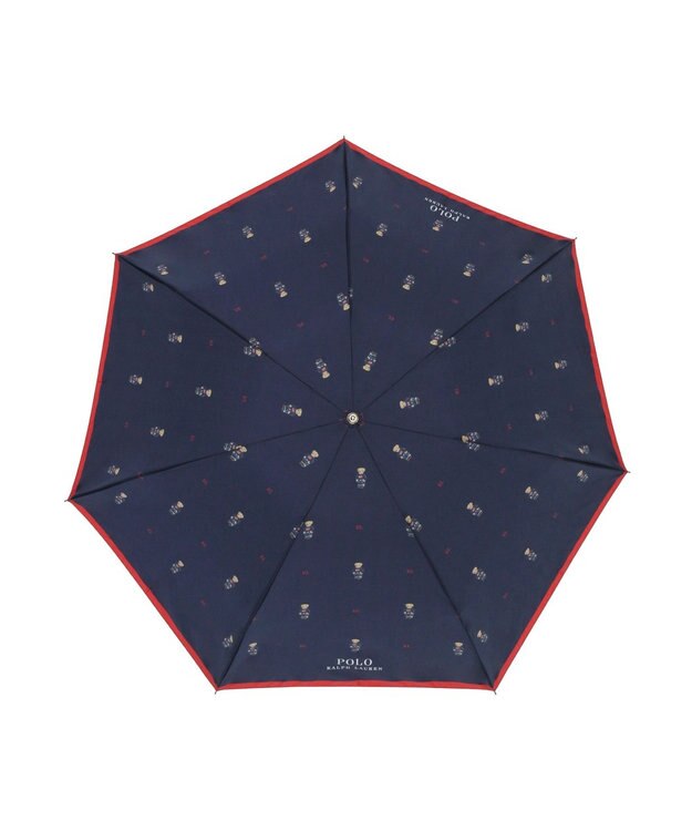 MOONBAT POLO RALPH LAUREN （ポロ ラルフローレン）折りたたみ傘 FLAG BEAR ポロベア ドット 大きめ55cm ネイビーブルー