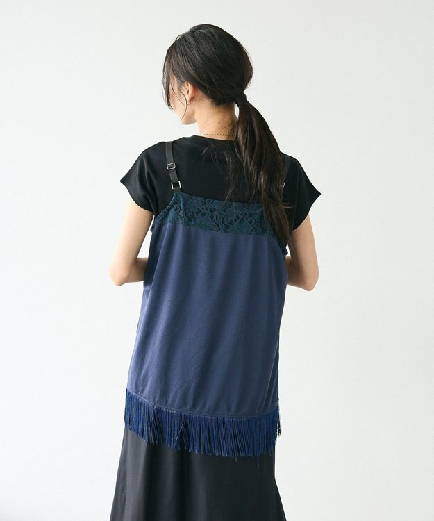 CRAFT STANDARD BOUTIQUE レース切替フリンジビスチェ Navy