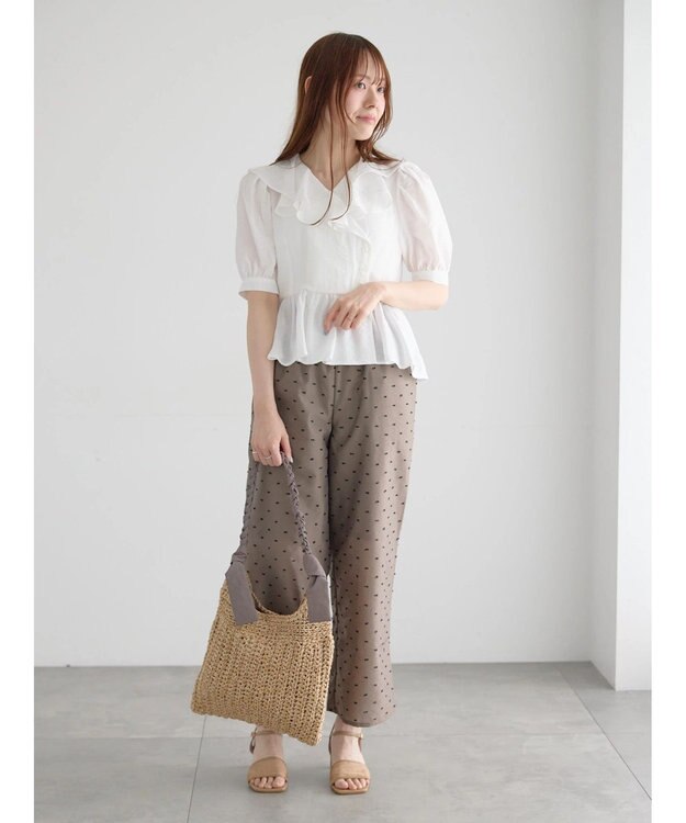 Te chichi ラッフルフリル半袖ブラウス ホワイト