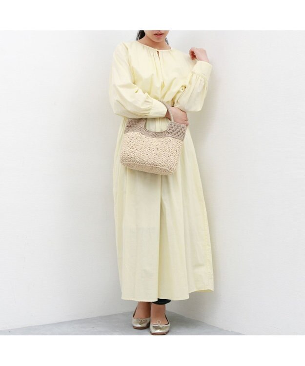 UNBILLION カシュカシュ cachecache / 切り替え編みクロッシェ2wayミニトート ベージュ