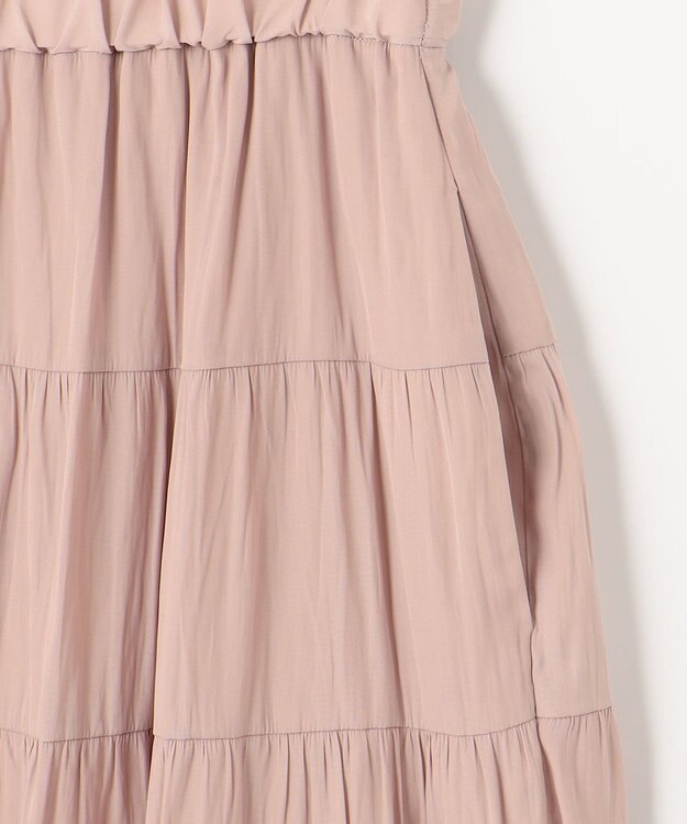 組曲 L ギャザーライトデシン ティアードスカート ピンクベージュ系