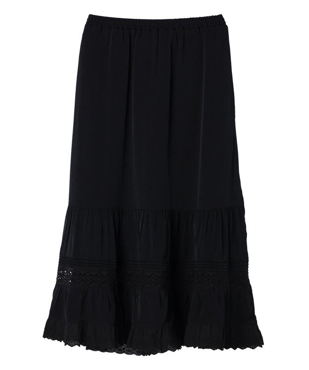 earth music&ecology レースティアードスカート Black