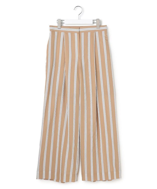 ICB L サッカードビーストライプ ワイドパンツ アプリコットベージュストライプ