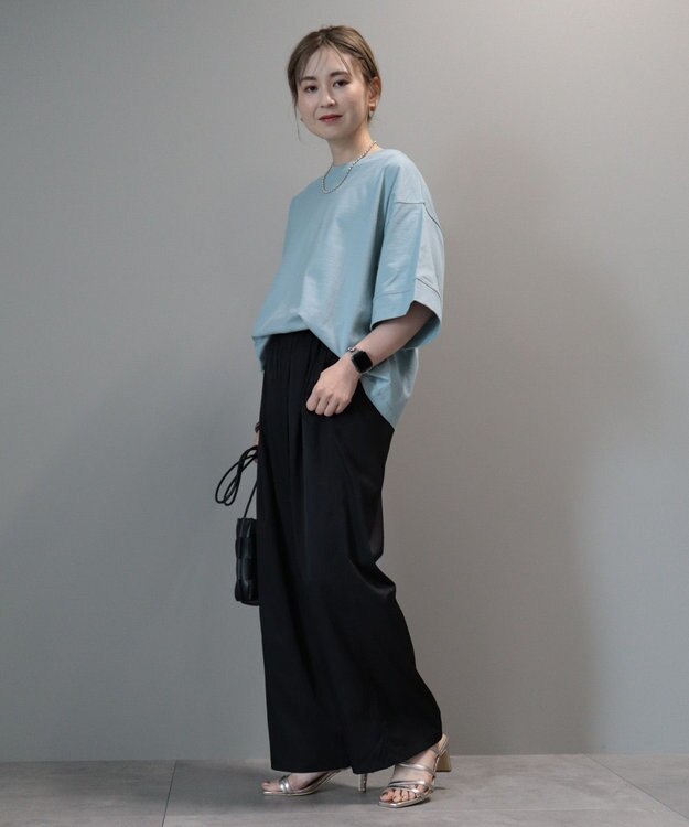 AMERICAN HOLIC イージーケア＋接触冷感ウエストタックワイドパンツ Black