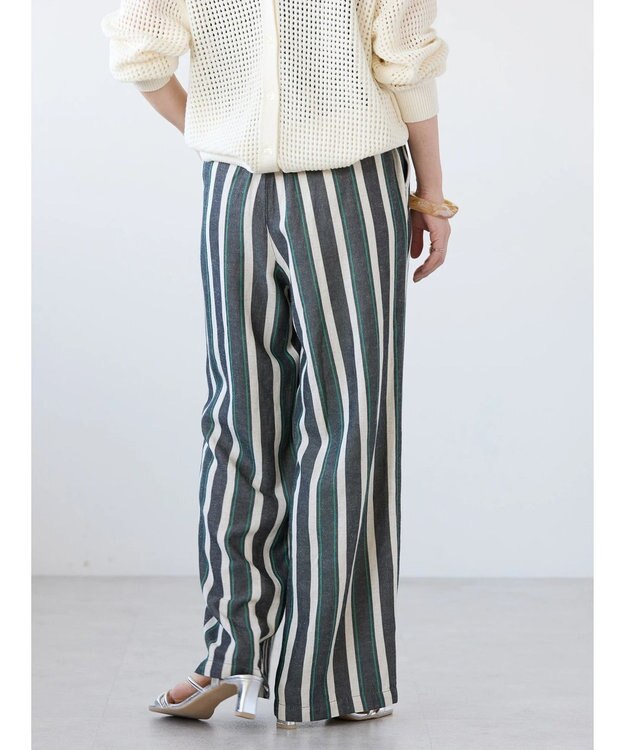 AMERICAN HOLIC 接触冷感リネンブレンドワイドパンツ Stripe