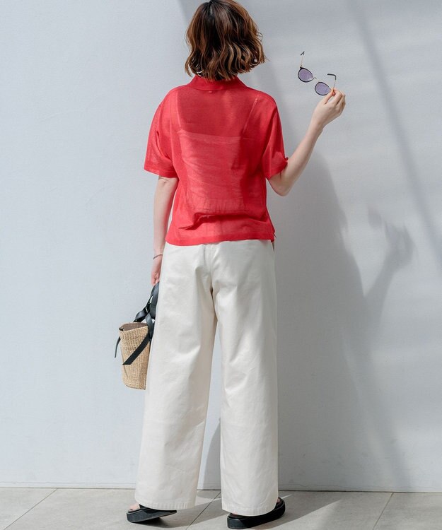 23区 L 【先行予約/見上愛さん着用/WEB&一部店舗限定カラーあり】シアー ポロニット レッド系