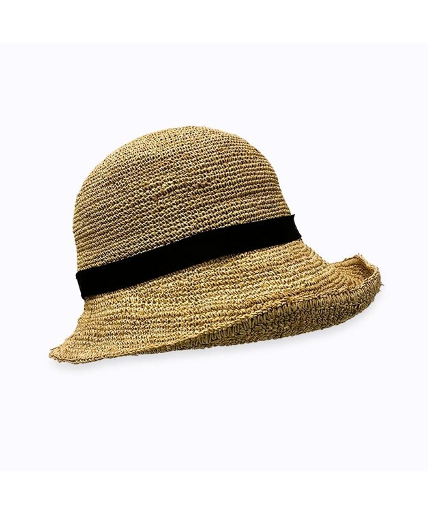林八百吉商店 un chapeau　エッジアップラフィアハット ブラック