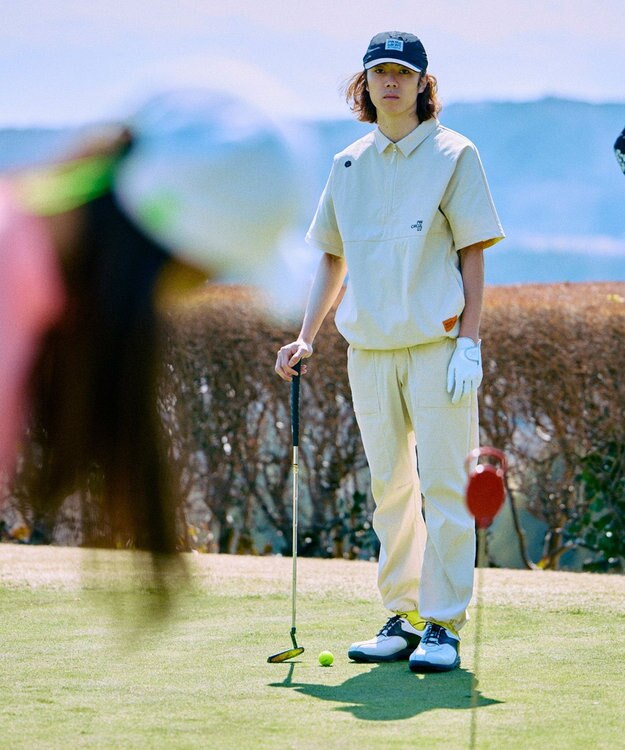 PW CIRCULUS 【撥水加工/ ストレッチ】【MEN】ハーフジップシャツ ゴルフ アイボリー系