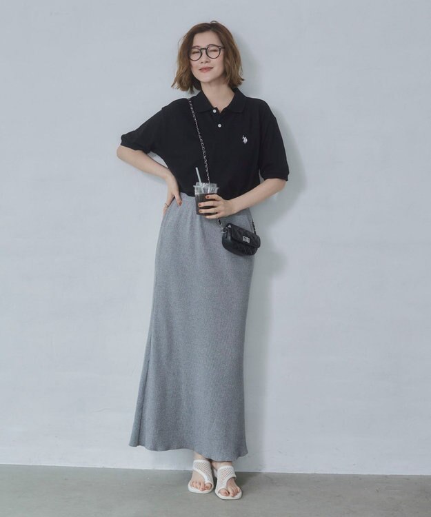 WEGO 【ユニセックス着用ITEM/SMLサイズ展開】U.S. POLO ASSN.別注ポロシャツ ブラック