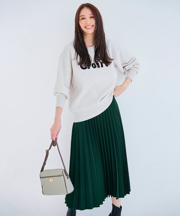 ANY 【14色展開/洗える】ウーリッシュ プリーツスカート グリーン