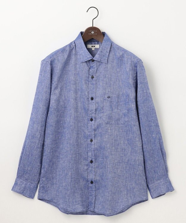 JOSEPH ABBOUD 【キングサイズ・麻100％・軽い・涼しい】モイスチャーリネン シャツ ブルー系