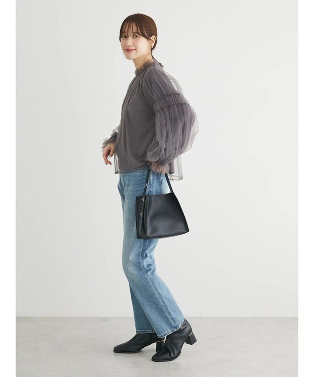 Green Parks ・ＥＬＥＮＣＡＲＥ　ＤＵＥ　チュールハイネックブラウス Charcoal Gray