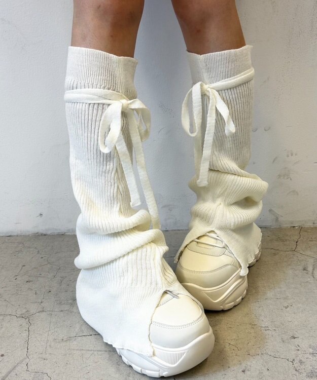 WEGO リボンレッグカバー ホワイト