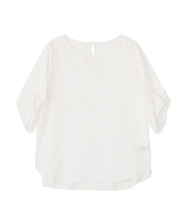 YECCA VECCA パールタックスリーブブラウス Off White