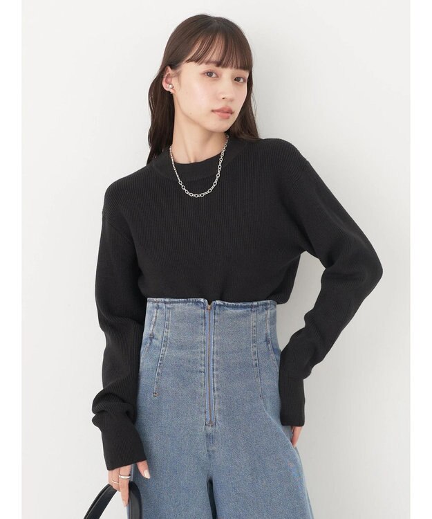 earth music&ecology アンチピリングハイネックプルオーバー Black