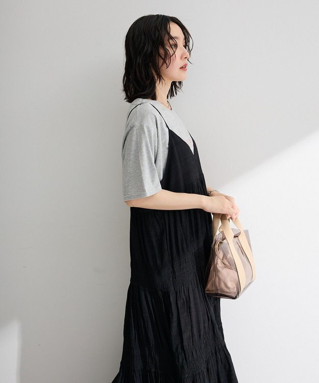 Green Parks シャーリングティアードキャミワンピース Black