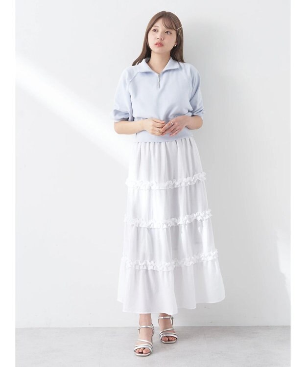 earth music&ecology ミニフリルボリュームスカート Off White