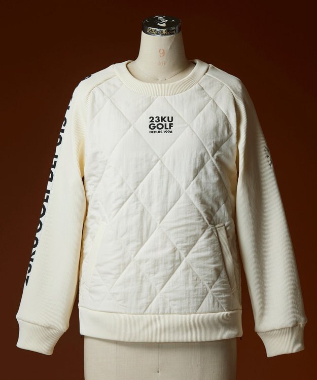 23区GOLF 【WOMEN】中綿キルトプルオーバー 着脱楽ちん 便利なポケット付 1枚で決まる アイボリー系