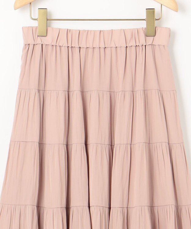 組曲 ギャザーライトデシン ティアードスカート ピンクベージュ系