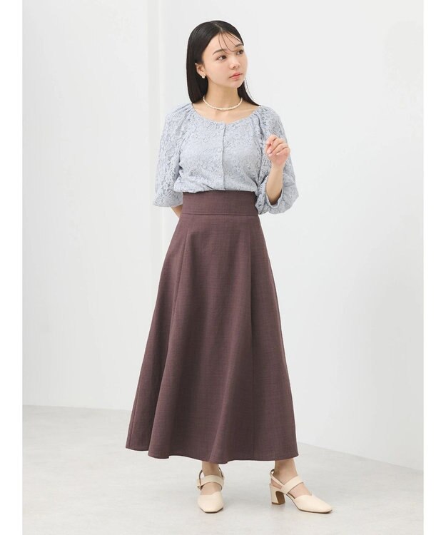 earth music&ecology フラワーレースブラウス Light Gray