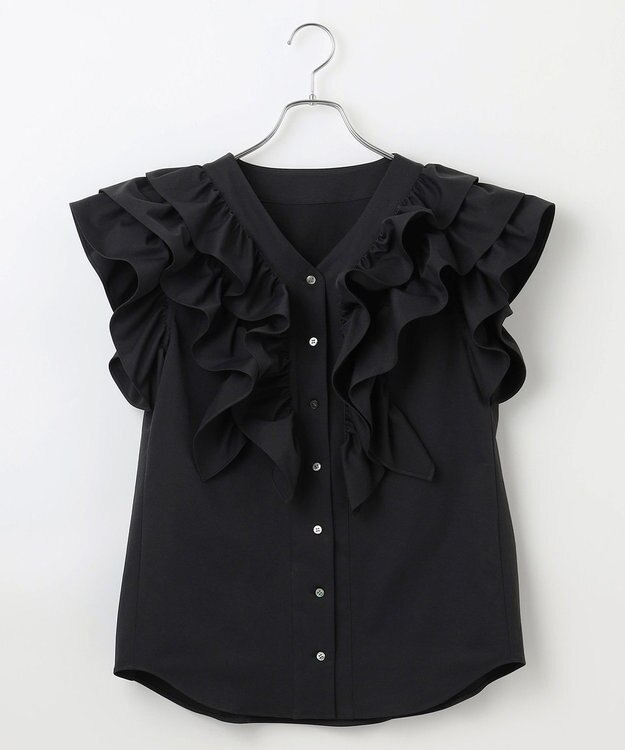 #Newans ラッフルフリルブラウス ブラック