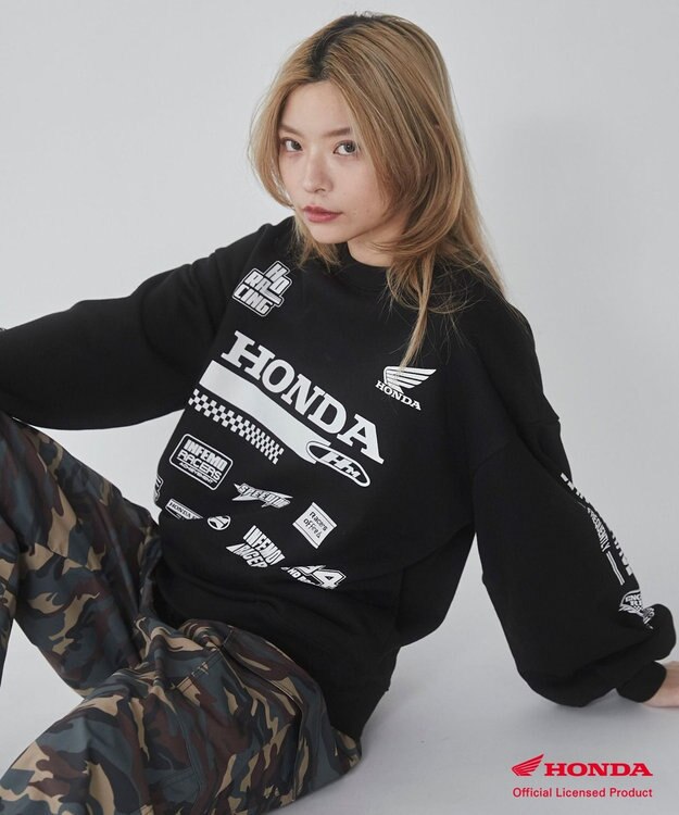 WEGO 別注Hondaプルオーバービッグスウェット ブラック