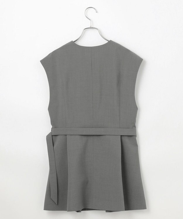 #Newans 【洗濯機可能/ストレッチ】ペプラムジレ グレー