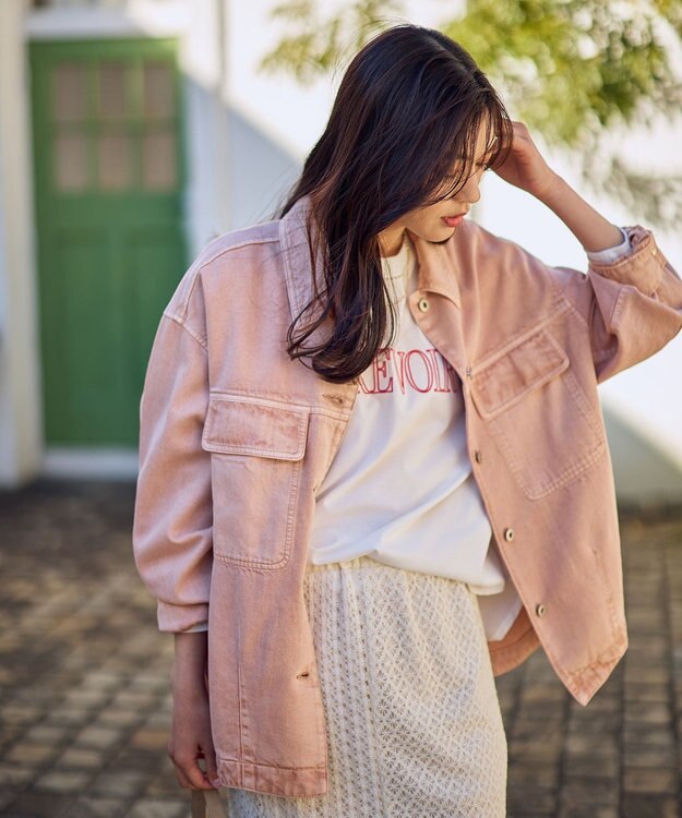 ANY L ミディデニムジャケット ピンク