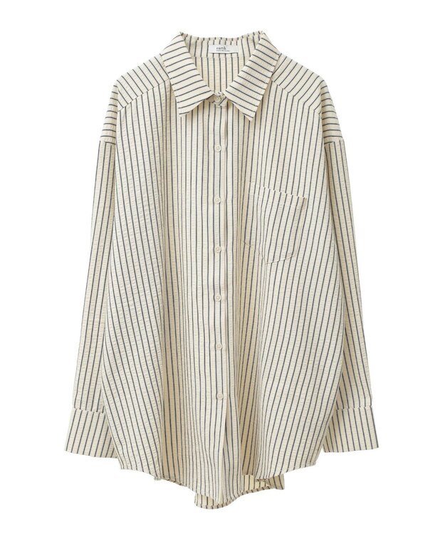 earth music&ecology サッカーストライプシャツ Black